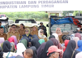 Bupati Lampung Timur, Ela Siti Nuryamah saat buka pasar murah ramadan di Kecamatan Sekampung Udik. Dok