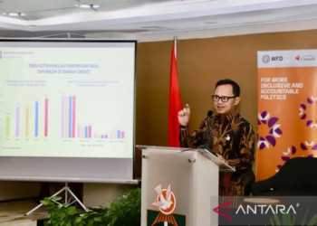 Wamendagri Bima Arya Sugiarto saat menjadi pembicara pada "Seminar Refleksi dan Evaluasi Keterwakilan Perempuan pada Tahun Politik" di Jakarta, Senin (17/3/2025). ANTARA/HO-Puspen Kemendagri