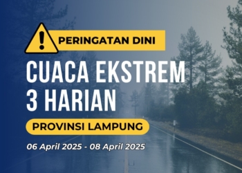 Badan Meteorologi Klimatologi dan Geofisika (BMKG) menyampaikan laporan prakiraan waspada cuaca buruk Provinsi Lampung tiga harian