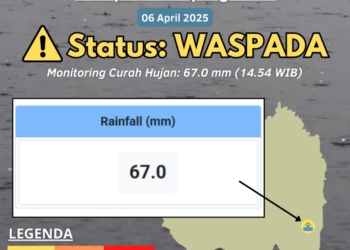 Badan Meteorologi Klimatologi dan Geofisika (BMKG) menyampaikan peringatan dini waspada banjir wilayah Kabupaten Lampung Timur.