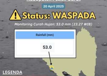 Badan Meteorologi Klimatologi dan Geofisika (BMKG) menyampaikan peringatan dini waspada banjir Kabupaten Pesisir Barat.