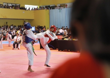 Kejuaraan Nasional Taekwondo Piala Gubernur Lampung I (Gubernur Lampung Cup I Grade C) di GOR Sumpah Pemuda, Bandar Lampung, Selasa, 29 April 2025. Dok ADPIM Lampung