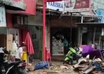Kondisi pascabanjir di Kecamatan Panjang, Bandar Lampung. Lampost.co/Atika