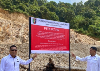 Lokasi pengerukan bukit di Bandar Lampung disegel oleh Pemerintah Provinsi Lampung. Dok