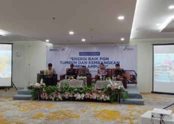 Kegiatan diskusi publik "Energi baik PGN tumbuh dan kembangkan UMKM Lampung" yang dilaksanakan di Amalia Hotel, Kamis, 22 Mei 2025. Lampost.co/Atika