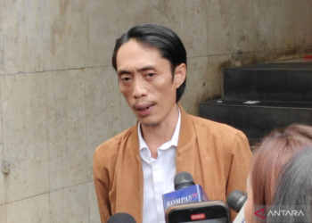 Kader Partai Solidaritas Indonesia (PSI), Dian Sandi saat ditemui di Polda Metro Jaya, Senin (19/5). (ANT)