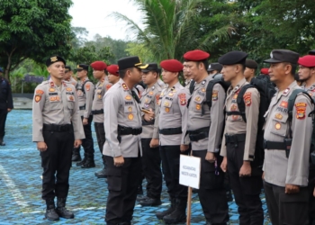 Kapolres Pesawaran saat apel pasukan pengamanan PSU Pesawaran