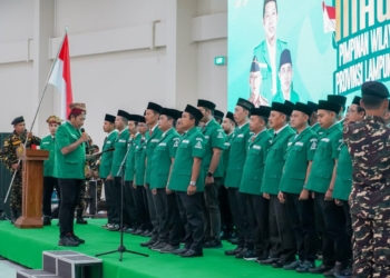 Pelantikan Pimpinan Wilayah (PW) Gerakan Pemuda (GP) Ansor Provinsi Lampung masa khidmat 2024–2028 di Ballroom UIN Raden Intan Lampung, Minggu, 8 Juni 2025.