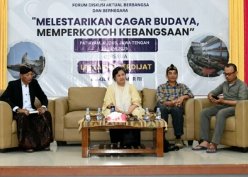 Wakil Ketua MPR RI Lestari Moerdijat saat memberi sambutan pada Forum Diskusi Aktual Berbangsa dan Bernegara bertema Melestarikan Cagar Budaya Memperkokoh Kebangsaan di Patiayam, Kudus, Jawa Tengah, Jumat, 13 Juni 2025 malam. Dok