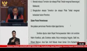 MK Tolak Gugatan Paslon Supriyanto Suriansyah di PSU Pilkada Pesawaram