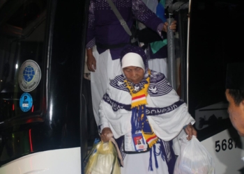 Jemaah haji asal Lampung tiba usai melaksanakan ibadah di Tanah Suci.