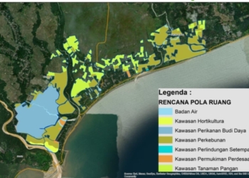Peta sebaran lahan terlantar eks HGU PT INF di Kabupaten Tanggamus akan dialih fungsikan sebagai lahan pertanian.