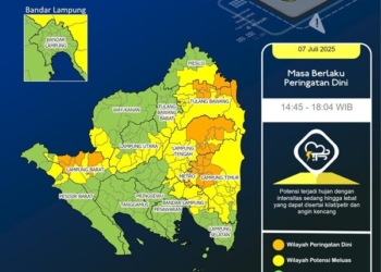 Peta prediksi cuaca Lampung/BMKG