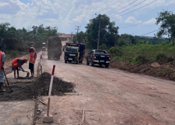 Pembangunan dan perbaikan jalan di Lampung. Lampost.co/Silvia