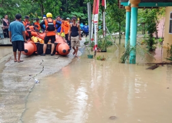 Hujan deras yang mengguyur sejak subuh, Kamis, 28 Agustus 2025, mengakibatkan banjir yang merendam pemukiman warga di Kecamatan Wonosobo, Kabupaten Tanggamus, Lampung. (Dok BPBD)