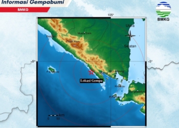 Kabupaten Pesisir Barat Provinsi Lampung terguncang gempa bumi 1.9 magnitudo, Selasa, 2 September 2025 pukul 03.00 WIB. Dok BMKG