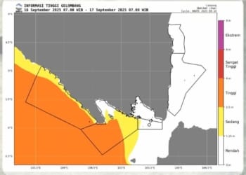 Badan Meteorologi, Klimatologi, dan Geofisika (BMKG) mengeluarkan peringatan dini terkait potensi gelombang tinggi wilayah perairan Lampung. Dok BMKG