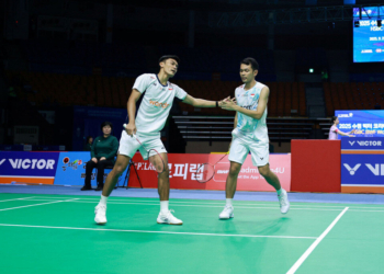 Fajar Alfian/Muhammad Shohibul Fikri gagal membendung wakil tuan rumah, Kim Won Ho/Seo Seung Jae, untuk meraih gelar Korea Open 2025.