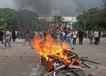 Suasana unjuk rasa di Nepal. AFP