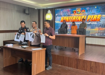 Polresta Bandar Lampung menangkap MSP (34) warga Kecamatan Sukadana Lampung Timur karena arisan bodong. (Foto: Lampost.co / Asrul Septian Malik)