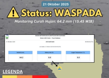 Badan Meteorologi Klimatologi dan Geofisika (BMKG) menyampaikan informasi waspada banjir dan longsor untuk wilayah Kabupaten Lampung Barat. Dok