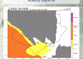 Badan Meteorologi, Klimatologi, dan Geofisika (BMKG) mengeluarkan peringatan dini gelombang tinggi pada 8–11 Oktober 2025. Dok BMKG