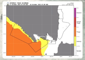 Badan Meteorologi Klimatologi dan Geofisika (BMKG) menyampaikan peringatan waspada gelombang tinggi perairan Lampung. Dok BMKG