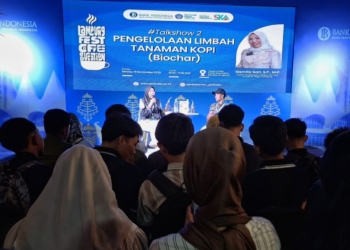 Talkshow di Coffee Pavilion di Lampung Fest 2025 PKOR, Way Halim, Bandar Lampung. Lampost.co/Silvia Agustina