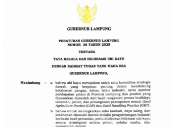 Pergub Ubi Kayu Jadi Terobosan Lampung Bangun Ekonomi Pertanian Berkelanjutan