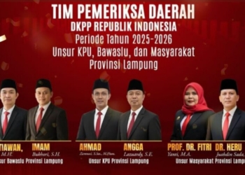 Anggota Tim Pemeriksa Daerah (TPD) Provinsi Lampung periode 2025-2026. Dok KPU