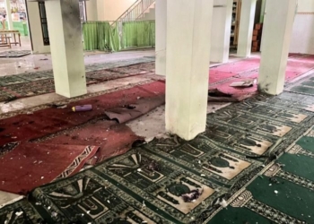 Lokasi ledakan di Masjid SMAN 72 Kelapa Gading, Jakarta Utara. Foto: Dok. Media Indonesia.