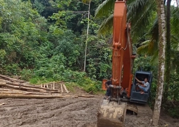 Barang bukti alat berat excavator untuk digunakan praktik penebangan liar atau illegal logging di Sabardong, Pugung Penengahan, Kecamatan Lemong, Kabupaten Pesisir Barat, Lampung. Dok