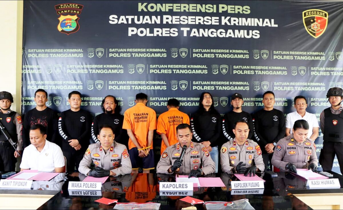 Polres Tanggamus menggelar konferensi pers di Makopolres setempat, Kamis, 18 Desember 2025. Dok Polres
