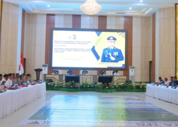 Kapolda Lampung, Irjen. Pol Helfi Assegaf memimpin Rapat Koordinasi Lintas, Rabu, 17 Desember 2025. Dok Polda Lampung