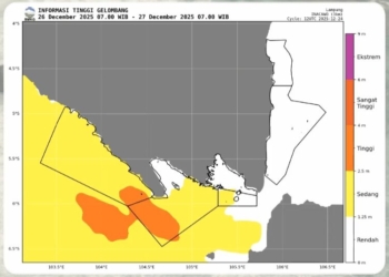 Badan Meteorologi, Klimatologi, dan Geofisika (BMKG) mengeluarkan peringatan dini gelombang tinggi wilayah perairan Provinsi Lampung. Dok BMKG