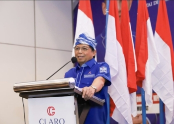 Sekretaris Jenderal Dewan Pimpinan Pusat (DPP) Partai Demokrat, Herman Khaeron saat menyampaikan orasi politik. Dok Partai Demokrat.