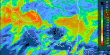 Citra satelit memotret kondisi prakiraan cuaca wilayah Provinsi Lampung. Dok. BMKG.