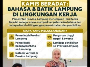 Hari Kamis Beradat Resmi Berlaku, Pemprov Lampung Perkuat Identitas Budaya Daerah