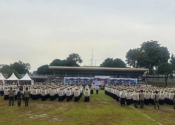 Apel pengukuhan Petugas Penyelenggara Ibadah Haji (PPIH) Arab Saudi di Lapangan Galaxy Markas Komando Daerah Operasi Udara 1 Halim Perdana Kusuma, Jakarta, Jumat (30/1/2026). ANTARA/Asep Firmansyah.