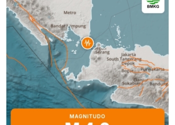 Gempa bumi dengan kekuatan 4 magnitudo, Senin, 19 Januari 2026 pukul 08.10.49 WIB di Anyer Banten. Dok BMKG
