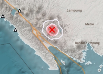Gempa bumi dengan kekuatan 2.6 magnitudo, Selasa, 20 Januari 2026 pukul 10:43:11 WIB di Kabupaten Tanggamus, Provinsi Lampung. Dok. BMKG