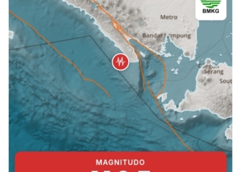 Gempa bumi terjadi di wilayah Tanggamus, Senin, 26 Januari 2026 pukul 00:27:20 WIB dengan kekuatan 2.7 magnitudo. Dok BMKG