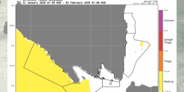Badan Meteorologi Klimatologi dan Geofisika (BMKG) mengeluarkan peringatan dini tinggi gelombang laut wilayah perairan Provinsi Lampung. Dok. BMKG