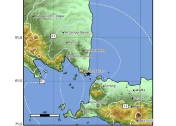 Gempa bumi dengan kekuatan 4.4 magnitudo, Senin, 19 Januari 2026 pukul 08.10.49 WIB di Kabupaten Lampung Selatan, Provinsi Lampung. Dok BMKG