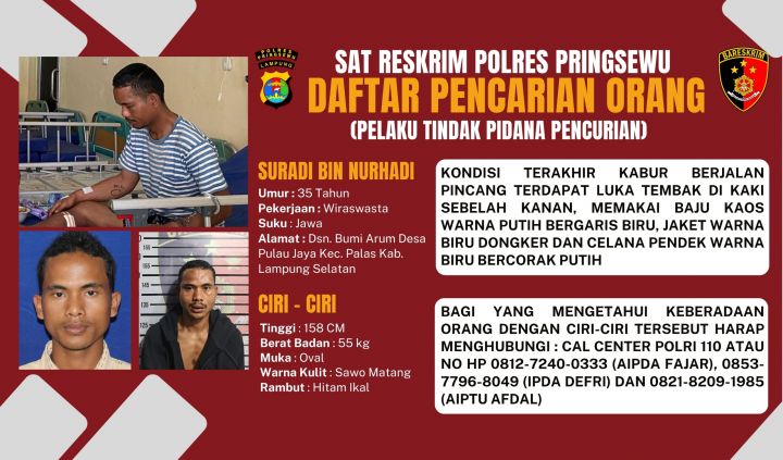 Gembong pencurian kendaraan bermotor (curanmor) lintas wilayah itu nekat melarikan diri dari ruang operasi rumah sakit di Kabupaten Pringsewu.Dok/MTV News.com