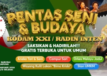 Kodam XXI/Radin Inten akan menggelar Pentas Seni dan Budaya Keberagaman pada 10 Januari 2026.