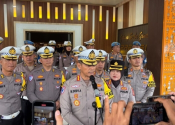 Dir Lantas Polda Lampung, Kombes Pol. N. Dedy Arifianto menjadi komando Operasi Keselamatan Krakatau 2026 memberikan keterangan pers. Dok Polda