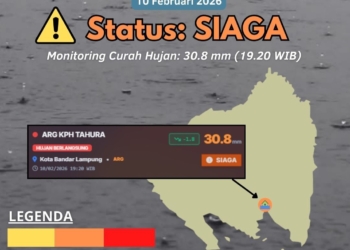 Badan Meteorologi Klimatologi dan Geofisika (BMKG) menyampaikan peringatan dini wilayah Kota Bandar Lampung. Dok BMKG