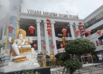 Suasana Vihara Amurwa Bhumi Graha Jl. Ikan Bawal No.09 / 52, Pesawahan, Kec. Telukbetung Selatan, Kota Bandar Lampung menyambut Hari Raya Imlek 2025M/2577 Kongzili. Dok Lampost.co