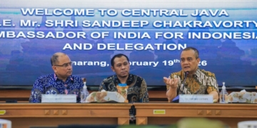 Kunjungan kehormatan dari Duta Besar (Dubes) India untuk Indonesia Shri Sandeep Chakravorty di kantor Gubernur Jawa Tengah, Kamis, 19 Februari 2026